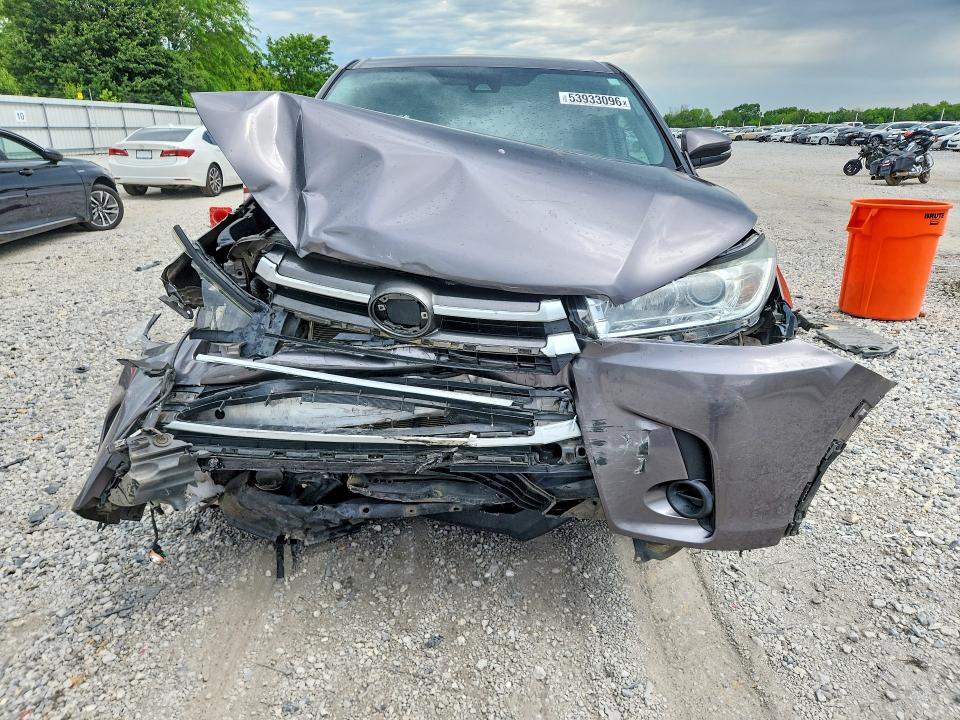 2019 Toyota Highlander VIN 5TDZZRFH9KS339001 COPART salvage auction — FRONT END, Ar - Cert Of Title-Salvage, sold $30 on 2026-07-27 (photo 5)