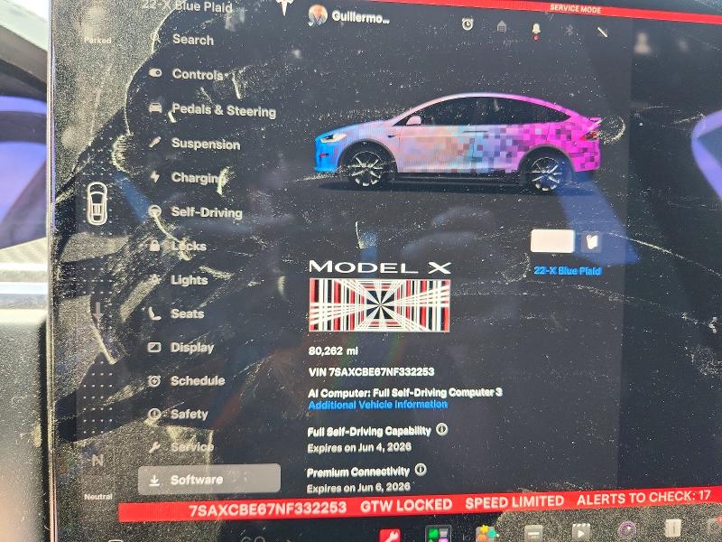 2022 Tesla Model x VIN 7SAXCBE67NF332253 COPART salvage auction — REAR END, Il - Salvage Certificate, sold $23,300 on 2026-07-28 (photo 9)