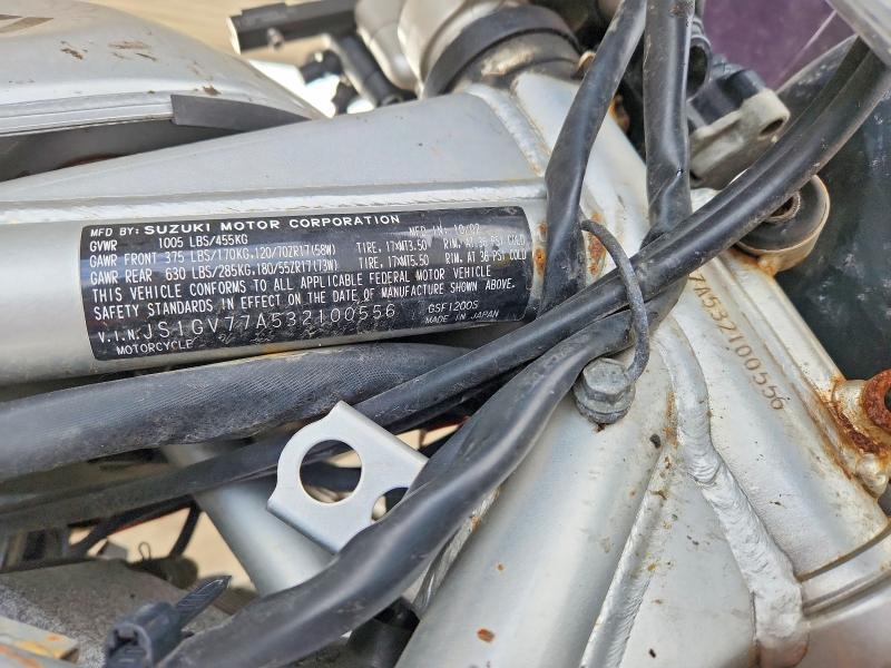 2003 Suzuki Gsf1200 VIN JS1GV77A532100556 COPART salvage auction — ALL OVER, In - Certificate Of Title, sold $150 on 2026-07-11 (photo 9)