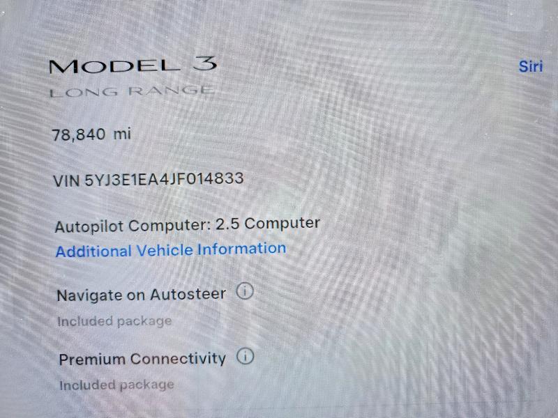2018 Tesla Model 3 VIN 5YJ3E1EA4JF014833 COPART salvage auction — REAR END, Mo - Salvage Certificate Of Title, sold $4,700 on 2026-07-10 (photo 9)