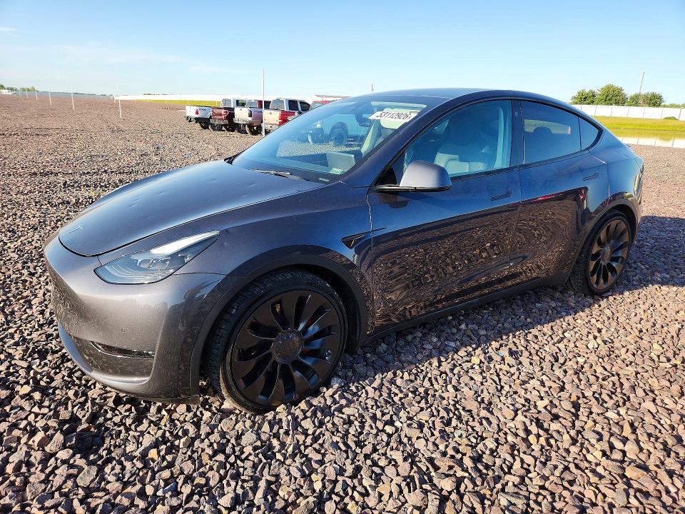 2022 Tesla Model y VIN 7SAYGDEF5NF549207 COPART salvage auction — HAIL, Mo - Certificate Of Title, sold $16,600 on 2026-07-22 (photo 1)