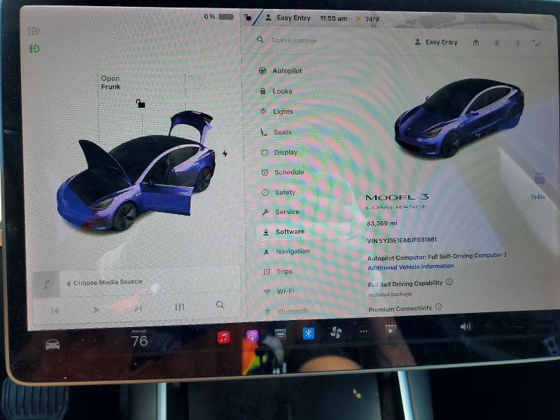 2018 Tesla Model 3 VIN 5YJ3E1EA6JF031861 COPART salvage auction — FRONT END, Md - Cert Of Salvage > 75% Damage, sold $125 on 2026-07-23 (photo 9)