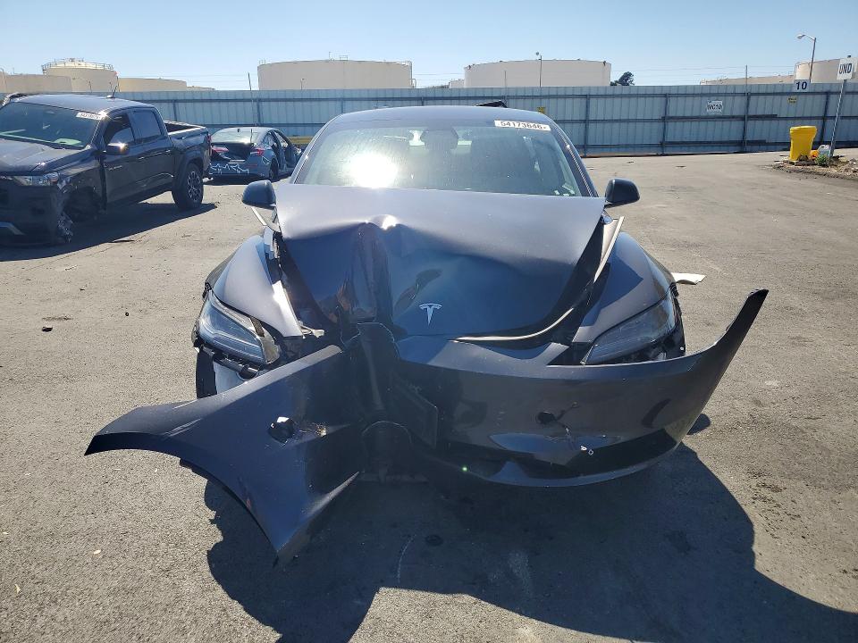 2025 Tesla Model 3 VIN 5YJ3E1EA9SF001691 COPART salvage auction — FRONT END, Ca - Salvage Certificate, sold $10,700 on 2026-07-20 (photo 5)