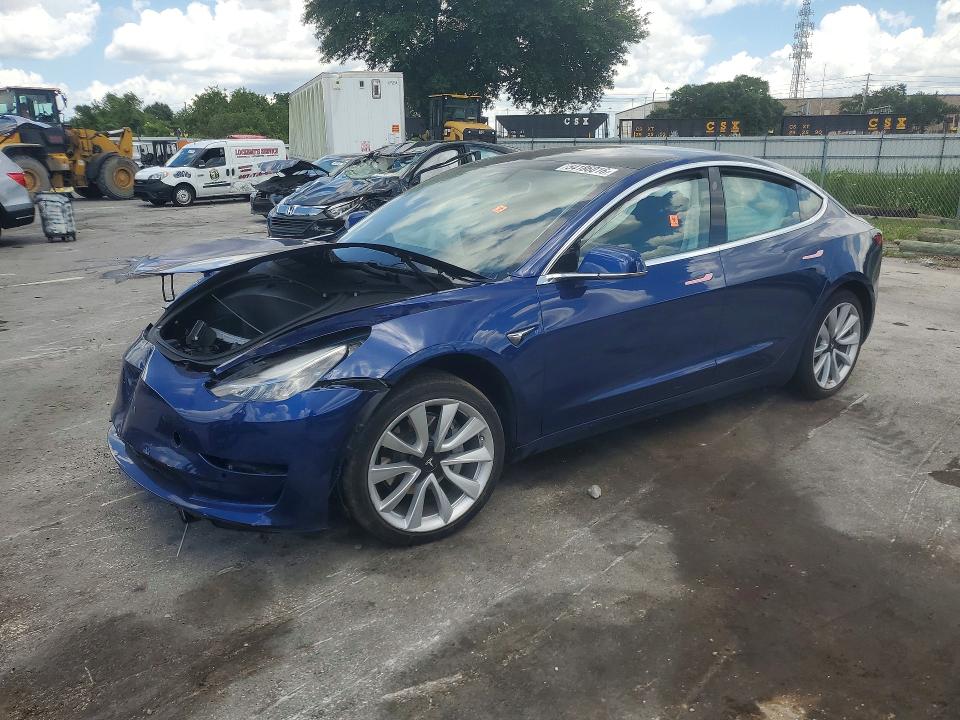 2019 Tesla Model 3 VIN 5YJ3E1EB2KF530098 COPART salvage auction — FRONT END, FL - CERT OF TITLE SLVG REBUILDABLE, sold $3,800 on 2026-07-02 (photo 1)
