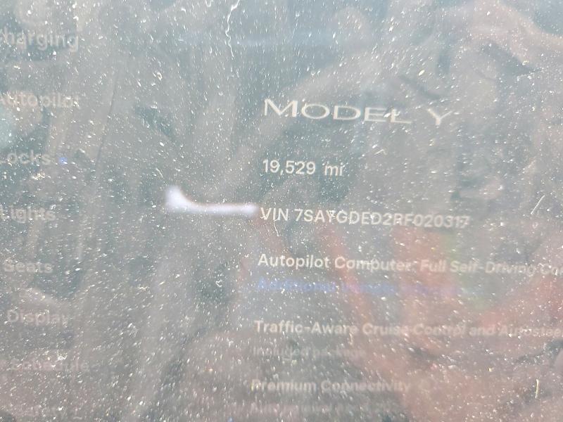 2024 Tesla VIN 7SAYGDED2RF020317 COPART salvage auction — FRONT END, Ca - Salvage Certificate, sold $4,600 on 2026-07-02 (photo 9)