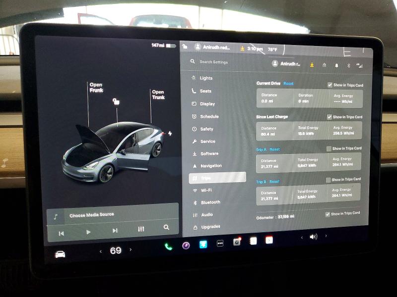 2021 Tesla Model 3 VIN 5YJ3E1EB5MF979696 COPART salvage auction — FRAME DAMAGE, Pa - Certificate Of Salvage, sold $500 on 2026-07-29 (photo 9)