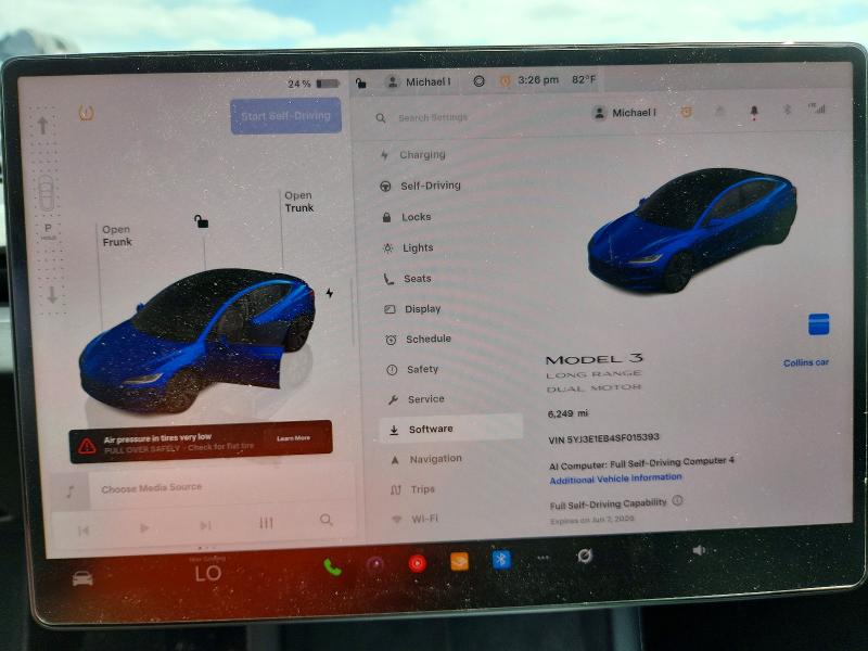 2025 Tesla Model 3 VIN 5YJ3E1EB4SF015393 COPART salvage auction — SIDE, Tx - Salvage Vehicle Title, sold $12,100 on 2026-07-13 (photo 9)
