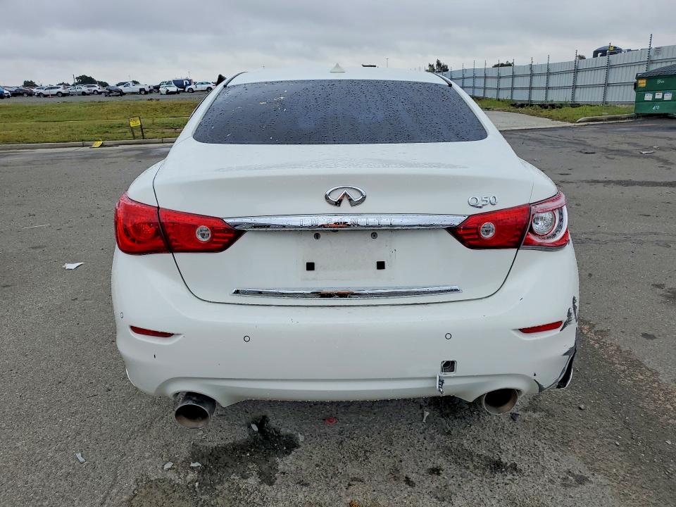 2014 Infiniti Q50 VIN JN1BV7AP8EM677282 COPART salvage auction — FRONT END, Ca - Salvage Certificate, sold $250 on 2026-07-14 (photo 6)