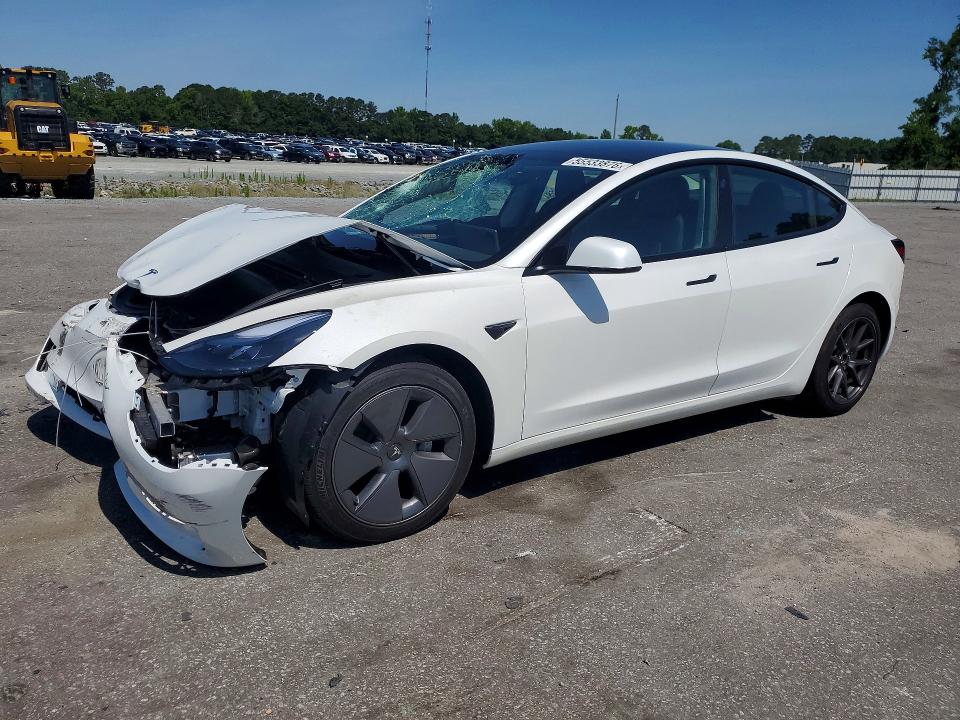 2023 Tesla Model 3 VIN 5YJ3E1EA3PF566882 COPART salvage auction — FRONT END, Nc - Salvage Certificate Of Title, sold $4,050 on 2026-07-30 (photo 1)