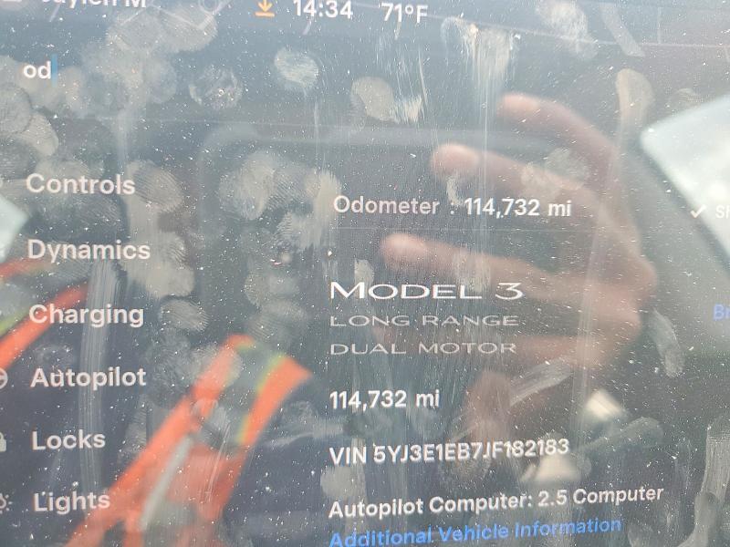 2018 Tesla VIN 5YJ3E1EB7JF182183 COPART salvage auction — FRONT END, Va - Cert Of Title - Salvage, sold $4,950 on 2026-07-14 (photo 9)