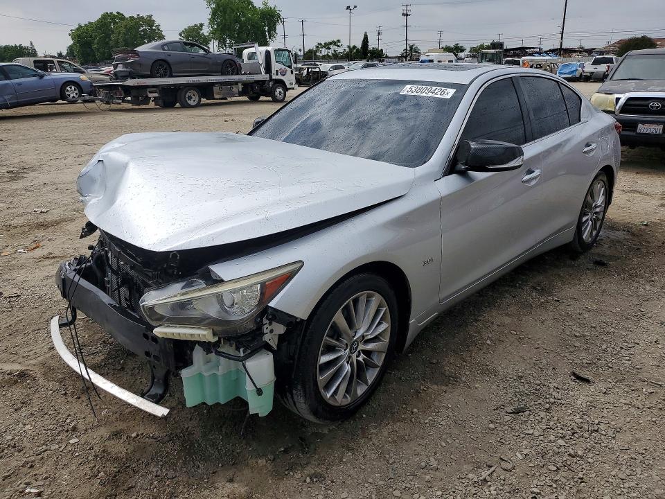 2018 Infiniti Q50 VIN JN1EV7AP6JM352346 COPART salvage auction — FRONT END, Ca - Salvage Certificate, sold $3,400 on 2026-07-09 (photo 1)