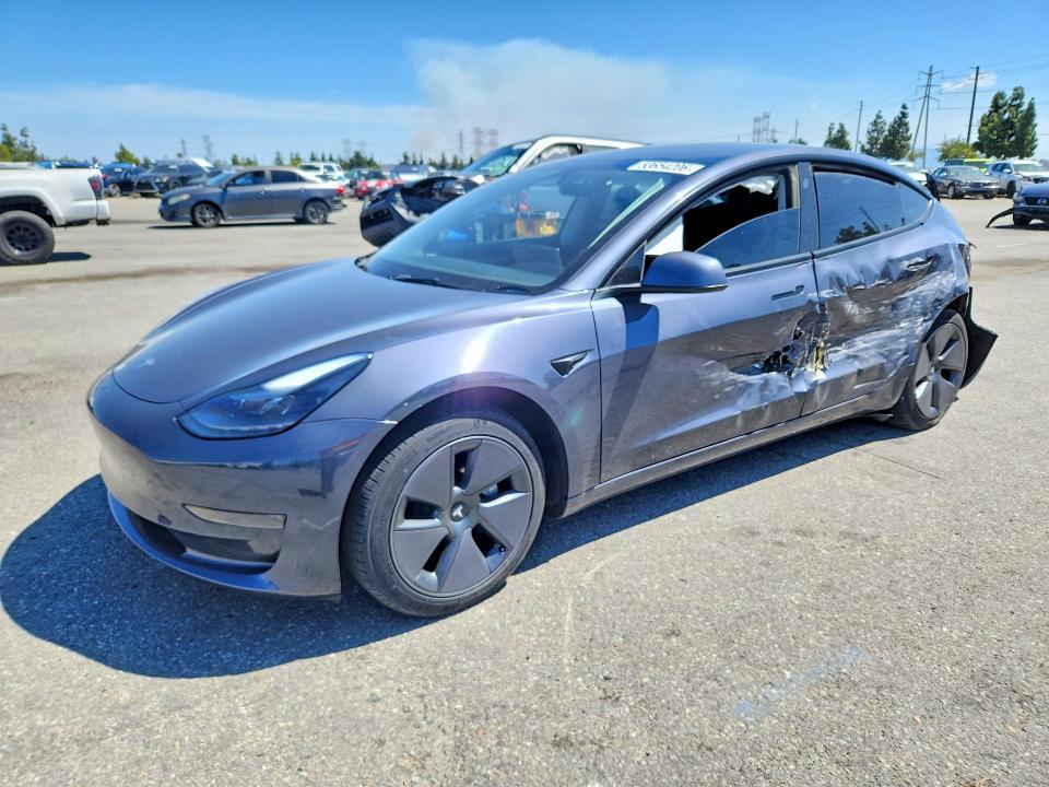 2023 Tesla Model 3 VIN 5YJ3E1EA2PF622262 COPART salvage auction — REAR END, Ca - Salvage Certificate, sold $4,950 on 2026-07-28 (photo 1)