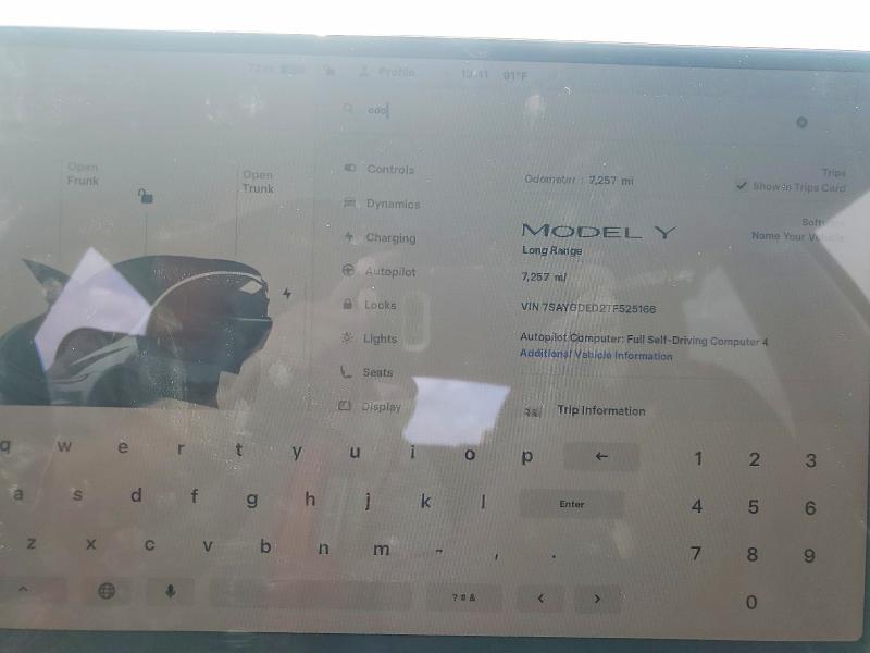 2026 Tesla Model y VIN 7SAYGDED2TF525166 COPART salvage auction — REAR END, Fl - Cert Of Title Slvg Rebuildable, sold $20,000 on 2026-07-15 (photo 9)