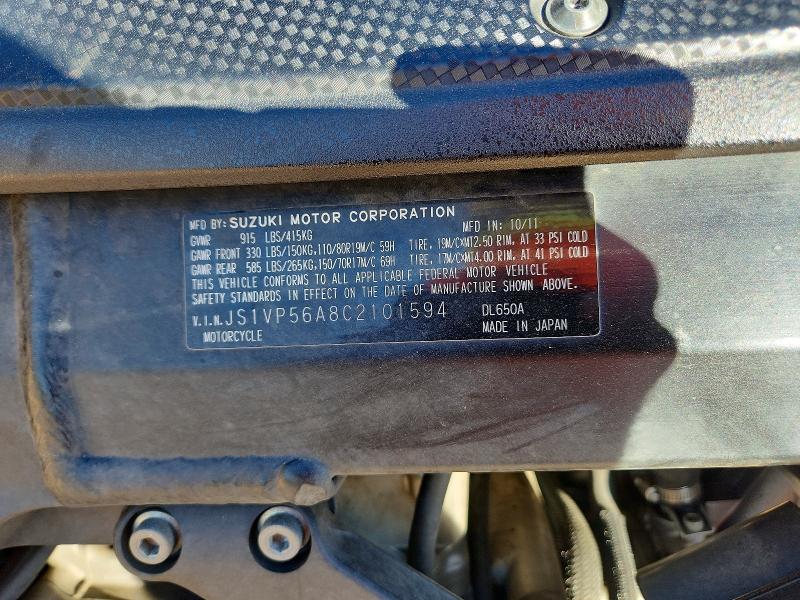 2012 Suzuki VIN JS1VP56A8C2101594 COPART salvage auction — FRONT END, Nc - Salvage Certificate Of Title, sold $225 on 2026-07-09 (photo 8)