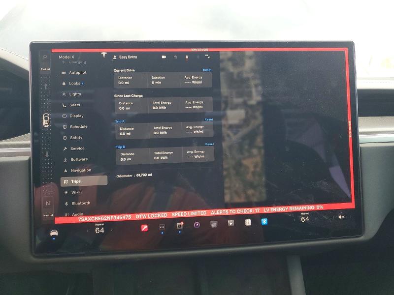 2022 Tesla Model x VIN 7SAXCBE62NF345475 COPART salvage auction — FRONT END, Fl - Cert Of Title Slvg Rebuildable, sold $17,200 on 2026-07-24 (photo 9)