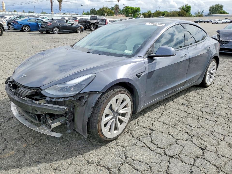 2021 Tesla VIN 5YJ3E1EB6MF999651 COPART salvage auction — FRONT END, Ca - Salvage Certificate, sold $8,700 on 2026-07-16 (photo 1)