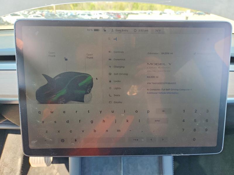 2023 Tesla Model y VIN 7SAYGDEEXPF884005 COPART salvage auction — REAR END, Ct - Cert Of Title-Salvage, sold $8,200 on 2026-07-30 (photo 9)