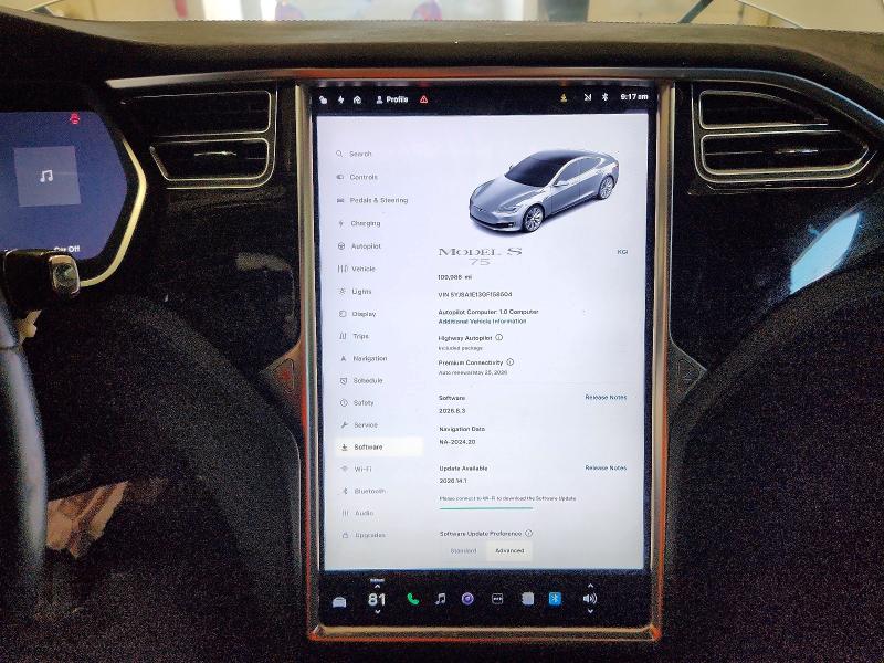 2016 Tesla Model s VIN 5YJSA1E13GF158504 COPART salvage auction — FRONT END, Va - Cert Of Title - Salvage, sold $5,200 on 2026-07-10 (photo 9)