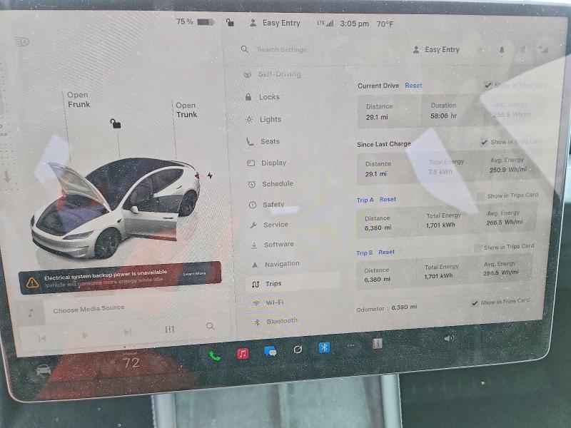 2026 Tesla Model 3 VIN 5YJ3E1ET8TF161628 COPART salvage auction — FRONT END, Va - Cert Of Title - Salvage, sold $22,700 on 2026-07-08 (photo 9)