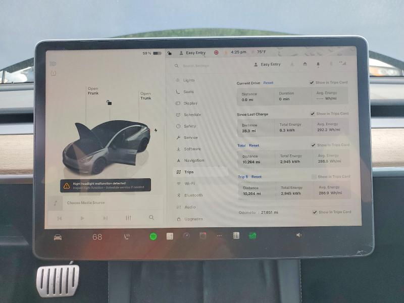 2022 Tesla Model 3 VIN 5YJ3E1EC2NF266314 COPART salvage auction — FRONT END, Nj - Cert Of Title-Salvage, sold $6,300 on 2026-07-21 (photo 9)