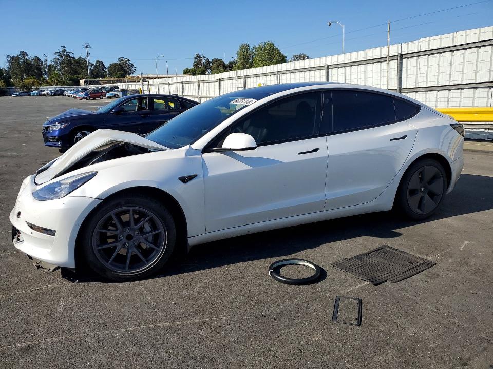 2021 Tesla Model 3 VIN 5YJ3E1EA6MF930613 COPART salvage auction — FRONT END, Ca - Salvage Certificate, sold $3,700 on 2026-07-15 (photo 1)