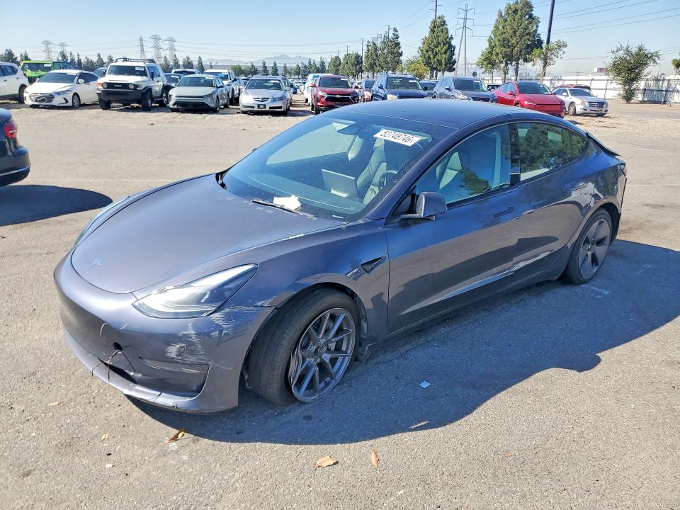 2023 Tesla Model 3 VIN 5YJ3E1EA1PF506812 COPART salvage auction — REAR END, Ca - Salvage Certificate, sold $4,250 on 2026-07-28 (photo 1)