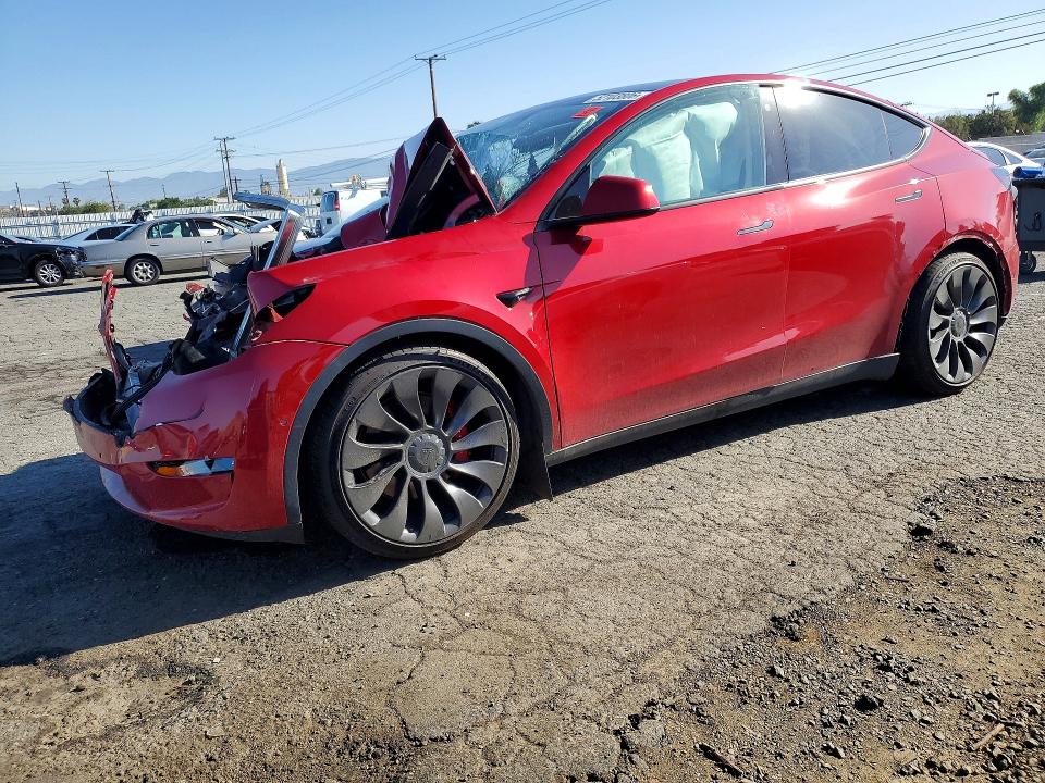 2021 Tesla VIN 5YJYGDEF3MF124595 COPART salvage auction — FRONT END, Ca - Salvage Certificate, sold $3,150 on 2026-07-09 (photo 1)