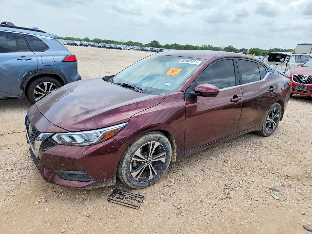 2022 Nissan Sentra VIN 3N1AB8CVXNY233078 COPART salvage auction — Side, TX - SALVAGE VEHICLE TITLE, sold $3,000 on 2026-07-09 (photo 1)