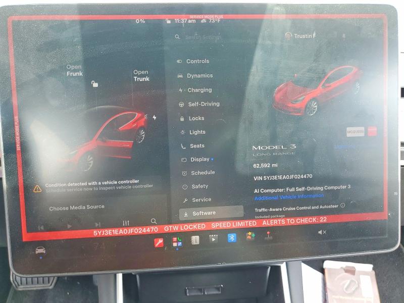 2018 Tesla Model 3 VIN 5YJ3E1EA0JF024470 COPART salvage auction — REAR END, Ca - Salvage Certificate, sold $6,100 on 2026-07-13 (photo 9)