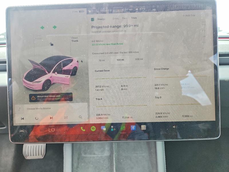 2024 Tesla Model 3 VIN 5YJ3E1EA9RF756852 COPART salvage auction — FRONT END, Ca - Salvage Certificate, sold $11,600 on 2026-07-23 (photo 9)