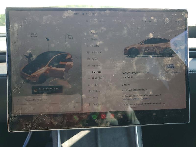 2026 Tesla Model y VIN 7SAYGDED9TA639209 COPART salvage auction — FRONT END, TX - CERTIFICATE OF TITLE, sold $3,100 on 2026-07-28 (photo 9)