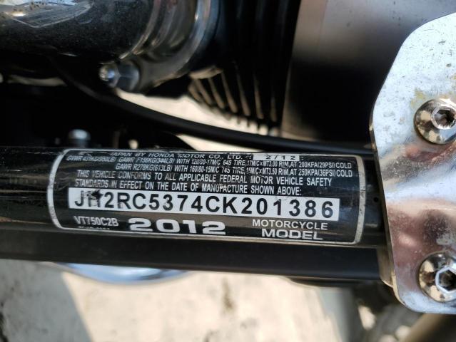 2012 Honda Vt VIN JH2RC5374CK201386 COPART salvage auction — NORMAL WEAR, Al - Cert Of Title-Salvage Title, sold $125 on 2026-07-09 (photo 8)