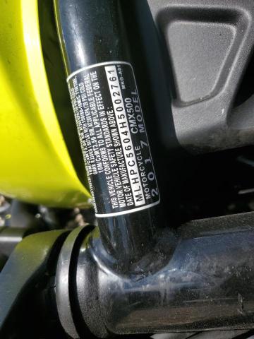 2017 Honda Cm VIN MLHPC5604H5002761 COPART salvage auction — ALL OVER, La - Permit To Sell, sold $375 on 2026-07-02 (photo 8)