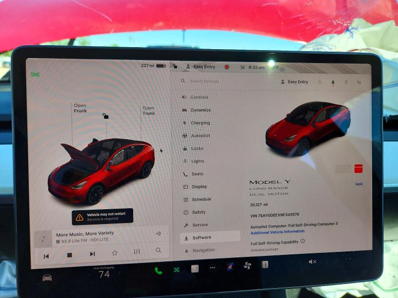 2022 Tesla VIN 7SAYGDEEXNF343579 COPART salvage auction — FRONT END, Il - Salvage Certificate, sold $3,250 on 2026-07-28 (photo 9)