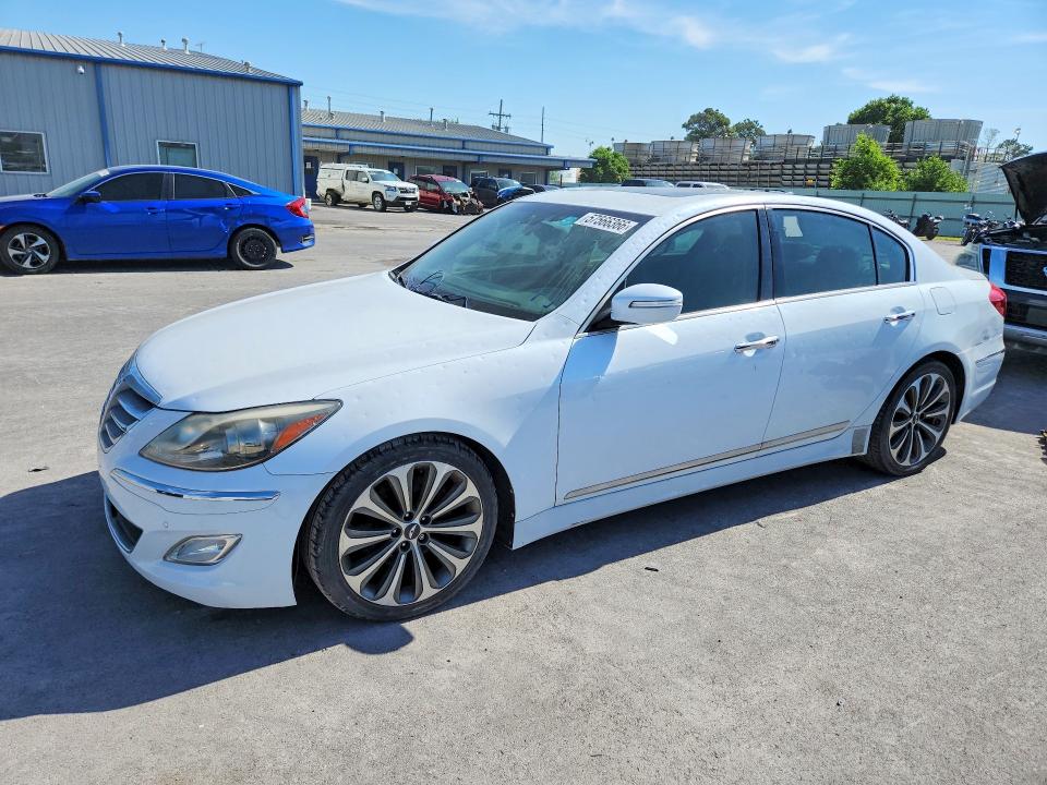2014 Hyundai Genesis VIN KMHGC4DH2EU262532 COPART salvage auction — HAIL, Ok - Certificate Of Title (P), sold $700 on 2026-07-06 (photo 1)