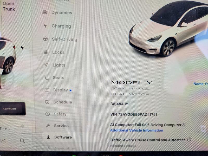 2023 Tesla Model y VIN 7SAYGDEE6PA041741 COPART salvage auction — FRONT END, Il - Salvage Certificate, sold $1,100 on 2026-07-21 (photo 9)
