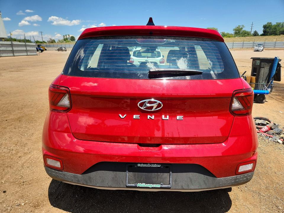 2022 Hyundai Venue VIN KMHRB8A32NU169067 COPART salvage auction — HAIL, Co - Certificate Of Title, sold $6,700 on 2026-07-27 (photo 6)