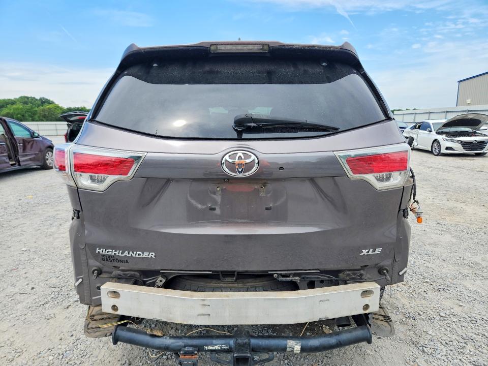 2016 Toyota Highlander VIN 5TDKKRFH6GS504662 COPART salvage auction — REAR END, Nc - Salvage Certificate Of Title, sold $6,800 on 2026-07-22 (photo 6)