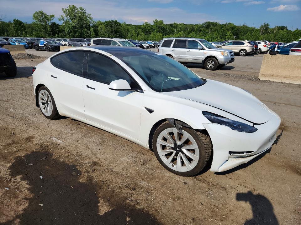 2021 Tesla Model 3 VIN 5YJ3E1EB7MF047435 COPART salvage auction — FRONT END, NY - MV-907A SALVAGE CERTIFICATE, sold $6,900 on 2026-07-28 (photo 4)