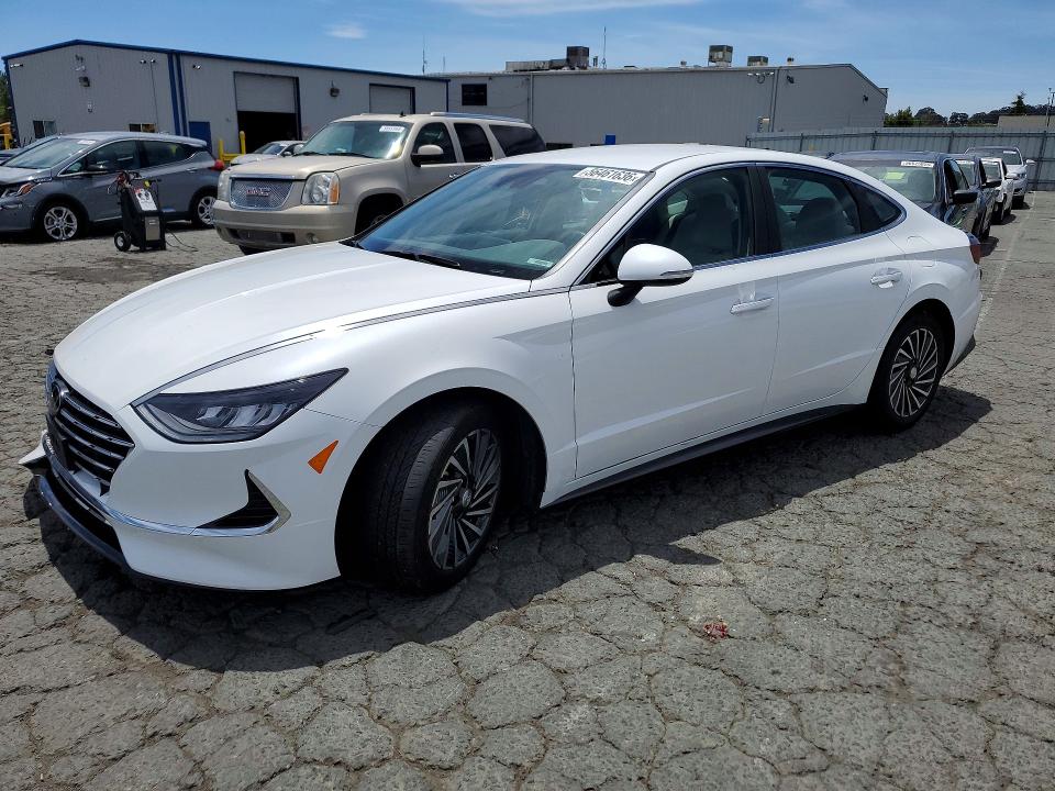 2021 Hyundai Sonata hybrid VIN KMHL34JJ7MA027761 COPART salvage auction — FRONT END, Ca - Salvage Certificate, sold $15 on 2026-07-24 (photo 1)