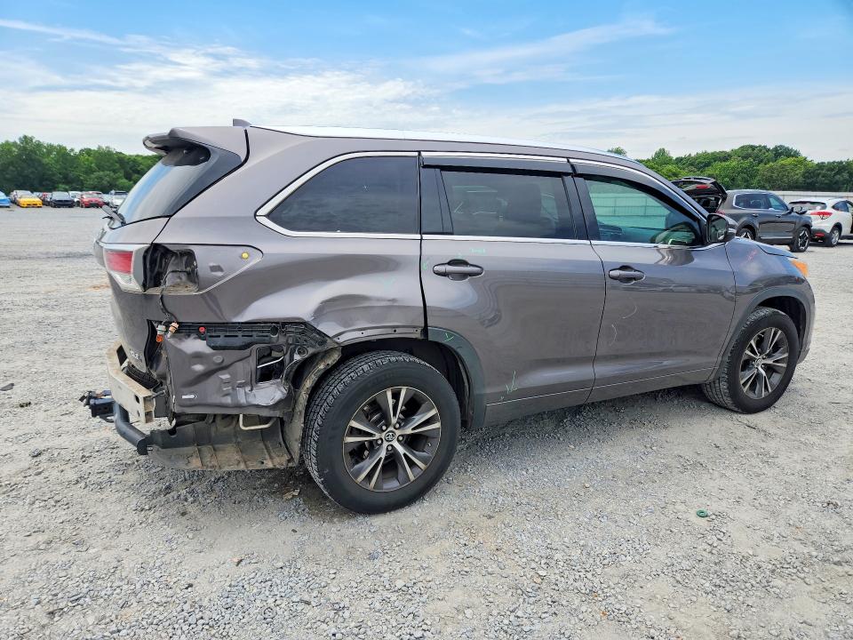 2016 Toyota Highlander VIN 5TDKKRFH6GS504662 COPART salvage auction — REAR END, Nc - Salvage Certificate Of Title, sold $6,800 on 2026-07-22 (photo 3)