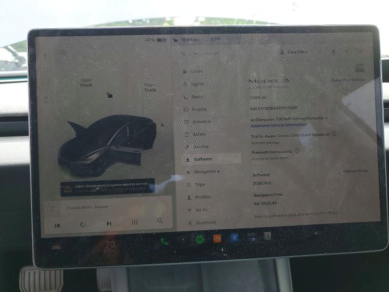 2025 Tesla Model 3 VIN 5YJ3E1EA4SF970296 COPART salvage auction — FRONT END, Wa - Bill Of Sale, sold $6,200 on 2026-07-28 (photo 9)