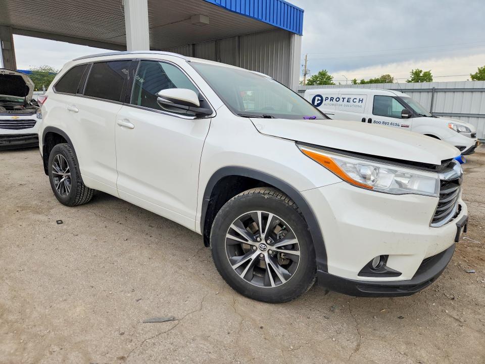 2016 Toyota Highlander VIN 5TDJKRFH9GS254412 COPART salvage auction — FRONT END, In - Cert Of Title-Salvage Title, sold $5,900 on 2026-07-27 (photo 4)