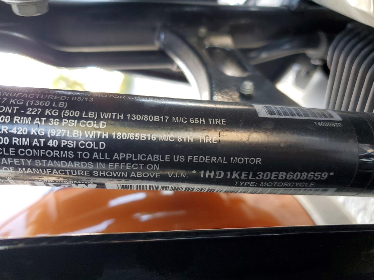2014 Harley-Davidson FLHTK VIN 1HD1KEL30EB608659 COPART salvage auction — Vandalized, CA - SALVAGE CERTIFICATE, sold $3,000 on 2026-07-09 (photo 9)
