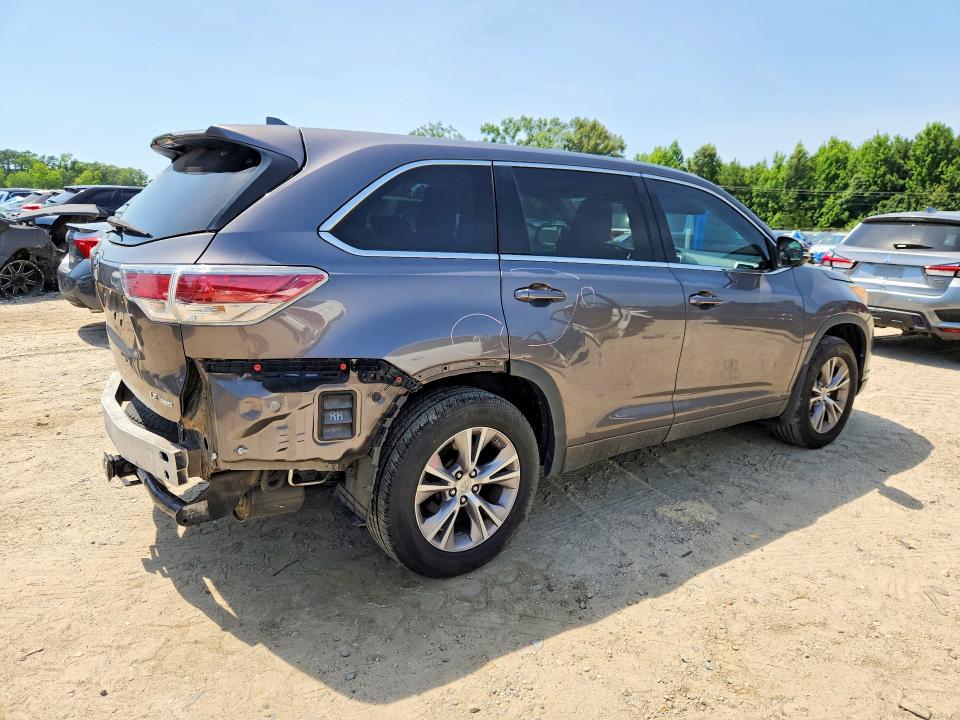 2015 Toyota Highlander VIN 5TDBKRFHXFS088291 COPART salvage auction — REAR END, Va - Certificate Of Title, sold $6,500 on 2026-07-14 (photo 3)