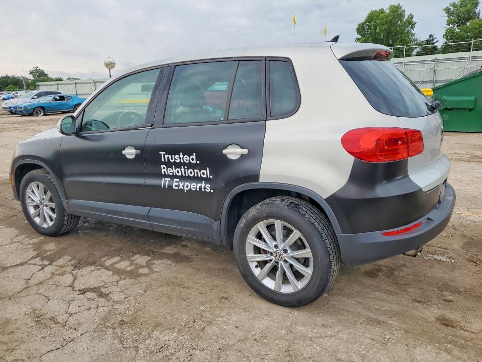 2014 Volkswagen Tiguan VIN WVGBV3AX6EW543750 COPART salvage auction — HAIL, Salvage Title, sold $1,600 on 2026-07-28 (photo 2)