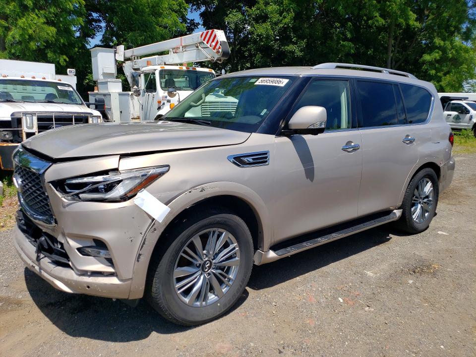 2023 Infiniti Qx80 VIN JN8AZ2AC3P9490300 COPART salvage auction — FRONT END, Fl - Certificate Of Destruction, sold $14,800 on 2026-07-28 (photo 1)