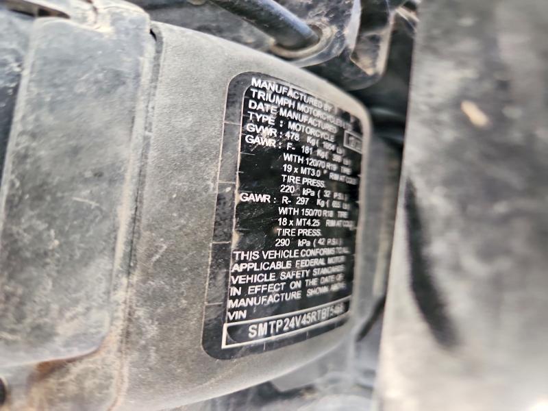 2024 Triumph motorcycle Tiger VIN SMTP24V45RTBT5468 COPART salvage auction — SIDE, TX - SALVAGE VEHICLE TITLE (P), sold $6,300 on 2026-07-23 (photo 9)