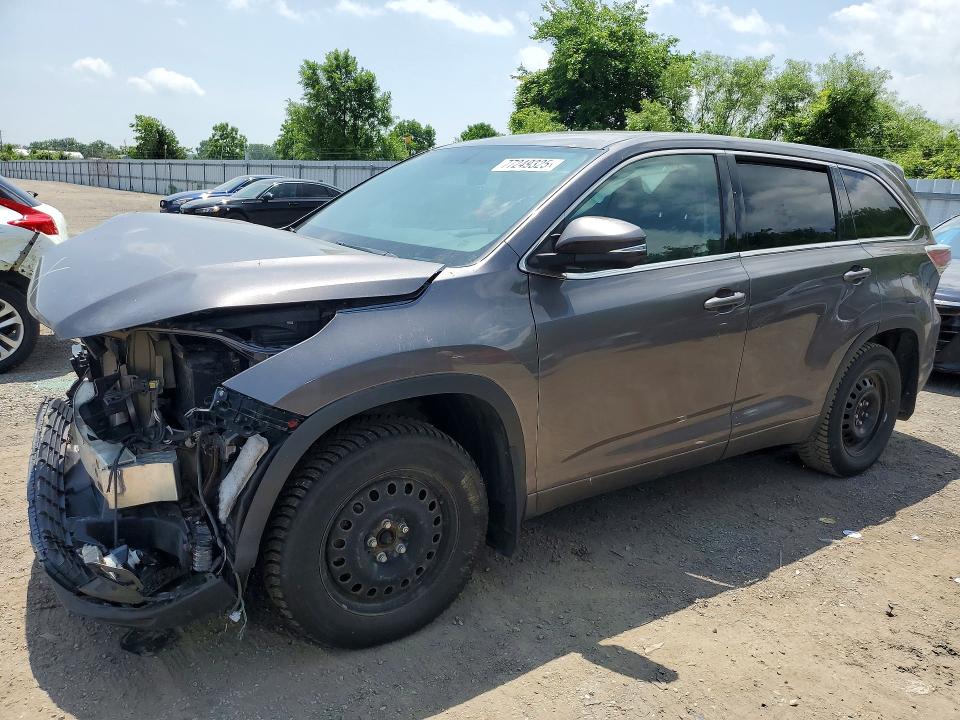 2015 Toyota Highlander VIN 5TDBKRFH8FS191791 COPART salvage auction — FRONT END, On - Permit Salvage, sold $5,000 on 2026-07-09 (photo 1)