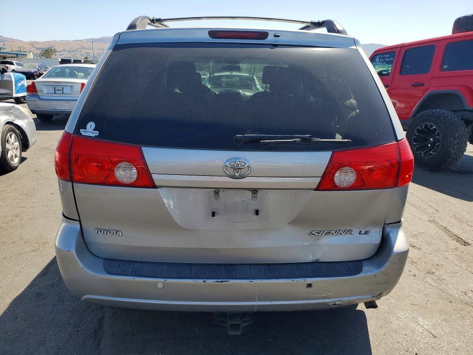 2008 Toyota Sienna VIN 5TDZK23C48S217336 COPART salvage auction — REAR END, Ca - Salvage Certificate, sold $525 on 2026-07-09 (photo 6)